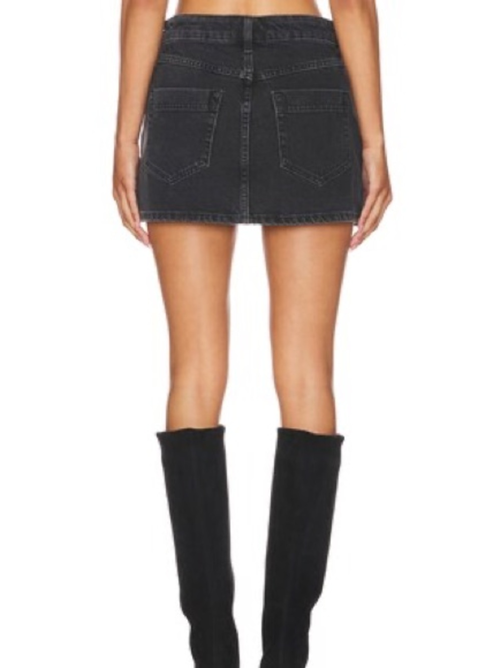 We The Free Black Denim Skort Waistband Detail - Picture 2 of 5